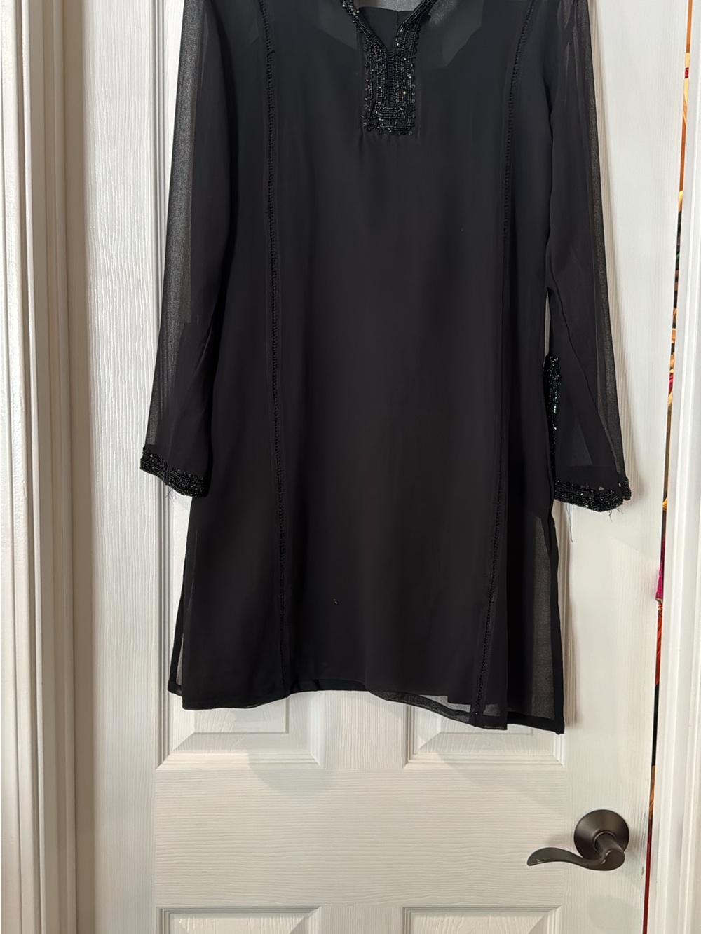 Black sequin Embellished Women's Tunic Top
